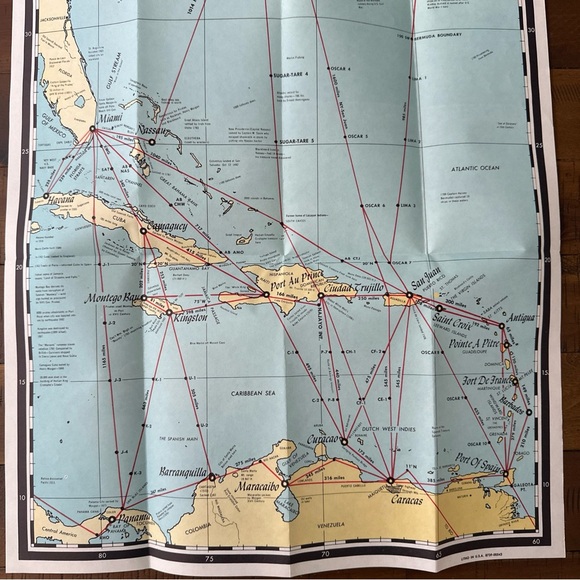 Vintage PAA Pan American Am Flight Map New York and Caribbean 1950’s - Picture 2 of 10